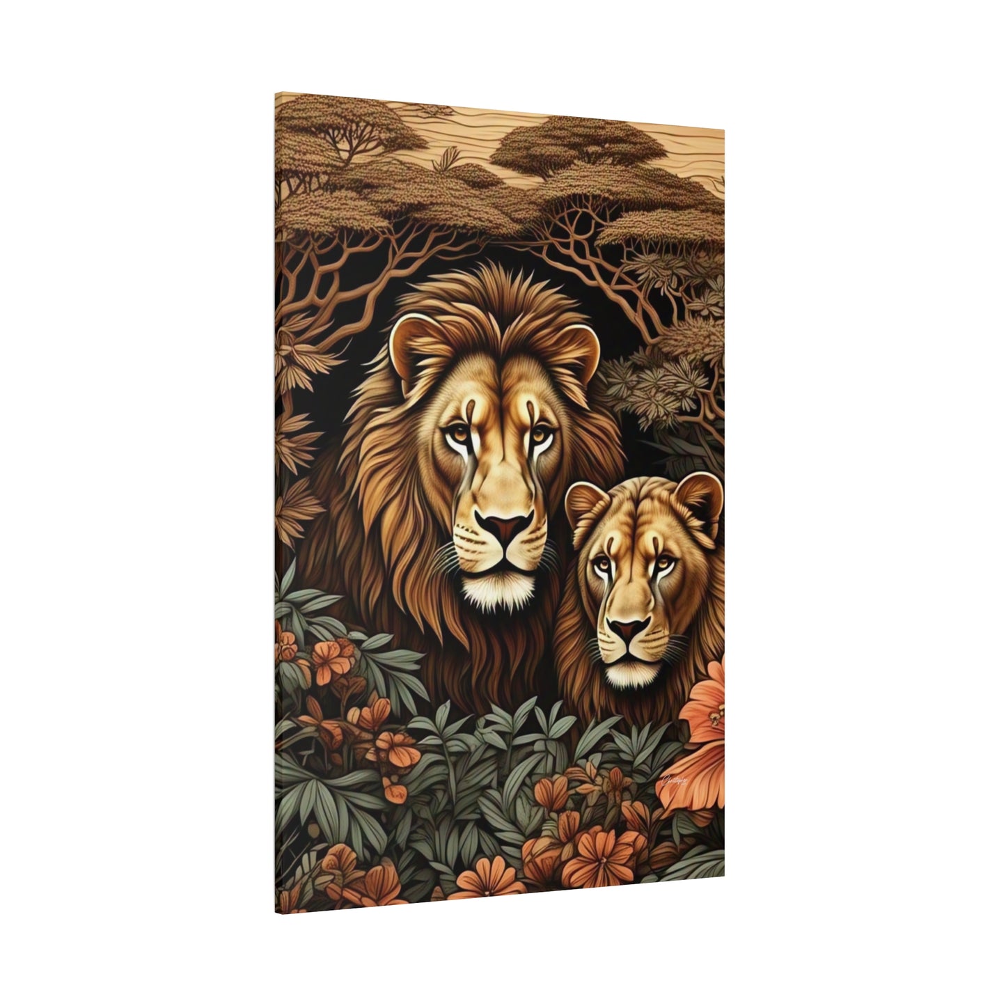 Majestic Lion Family Canvas Wall Art, Animal Lovers Decor, Wildlife Home Accent, Gift for Nature Enthusiasts, Meaningful Family Art