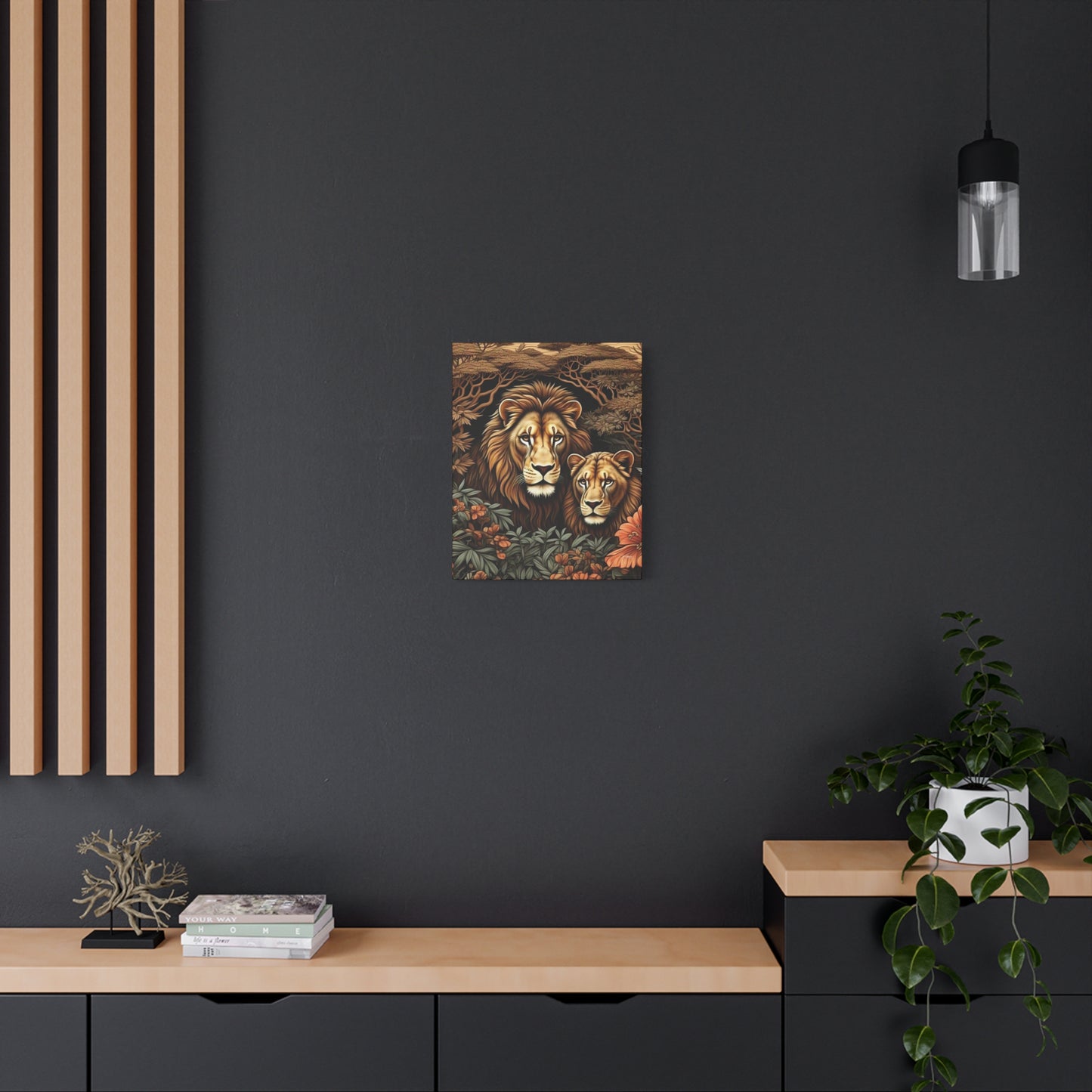 Majestic Lion Family Canvas Wall Art, Animal Lovers Decor, Wildlife Home Accent, Gift for Nature Enthusiasts, Meaningful Family Art