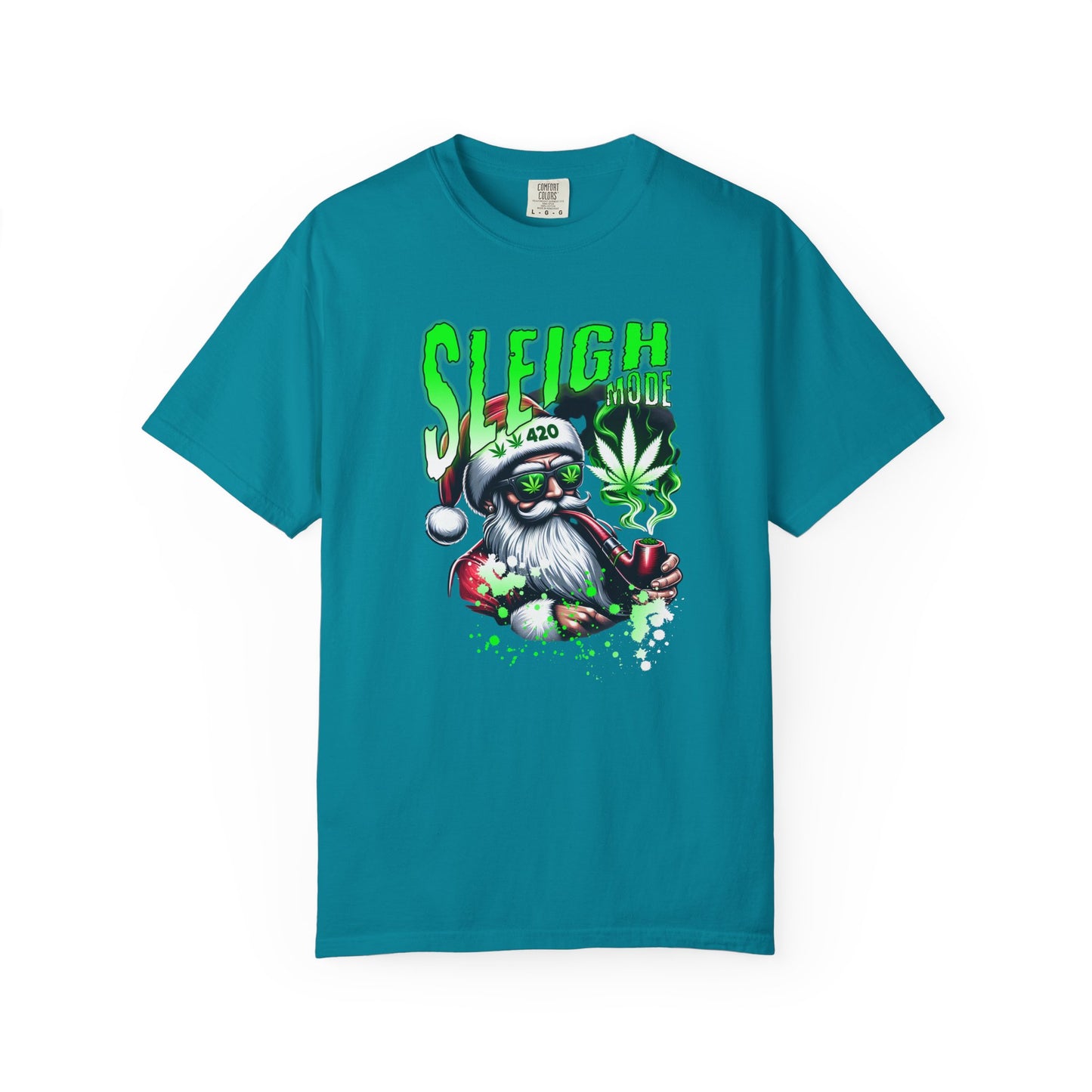 Sleigh Joe Graphic Tee, Unisex Holiday T-Shirt, Funny Christmas Shirt, Cannabis Santa Gift, Unique Tee for Parties