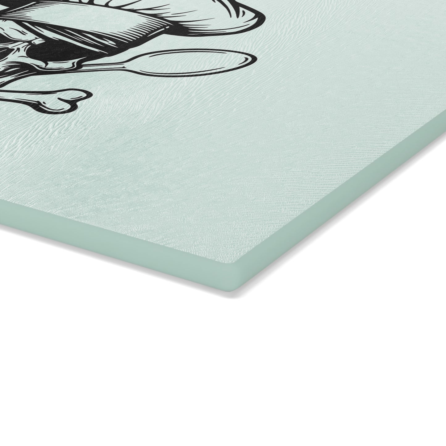 Skull Chef Glass Cutting Board - Edgy Kitchen Decor for Halloween & Culinary Enthusiasts