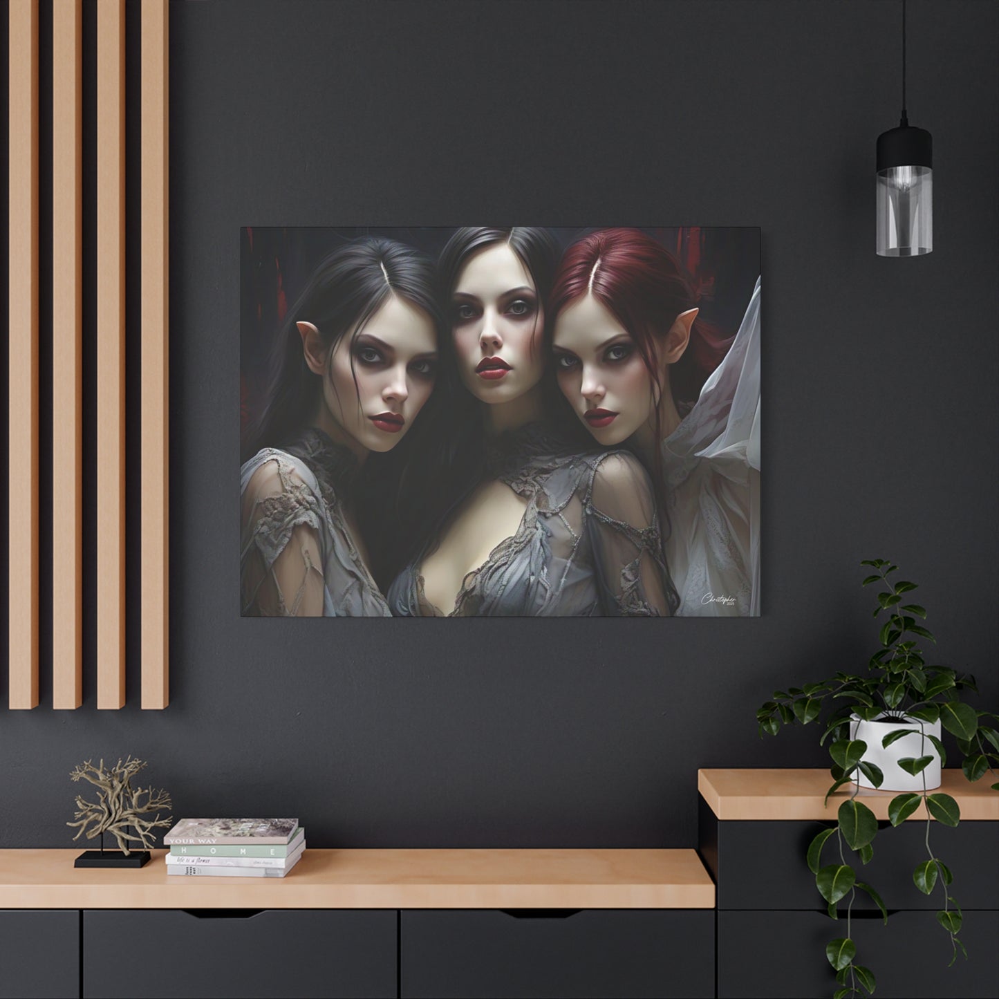 Gothic Wall Art Canvas, Fantasy Home Decor, Unique Gift for Halloween, Witchy Vibe Art, Dark Aesthetic Room Decor