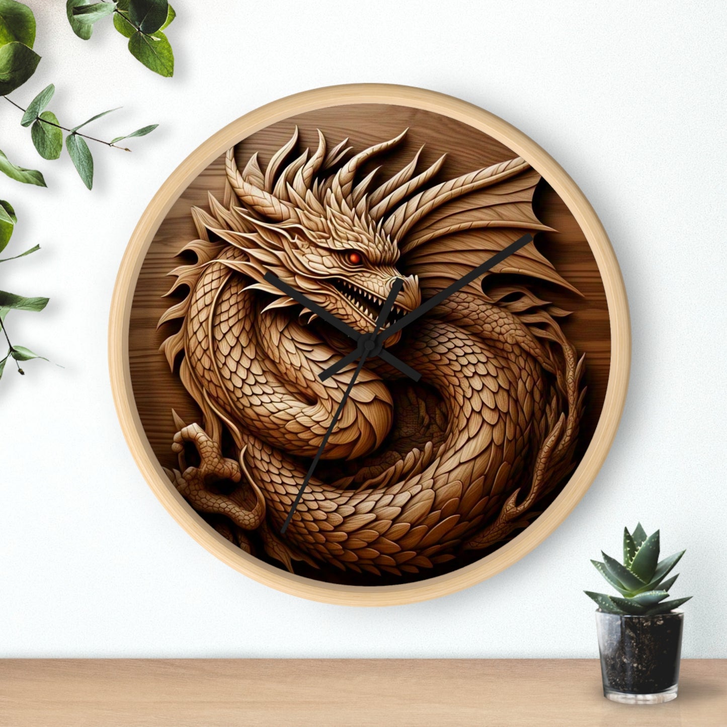 Dragon Art Wall Clock, Unique Home Decor, Fantasy Gift, Asian Inspiration, Timeless Wall Art