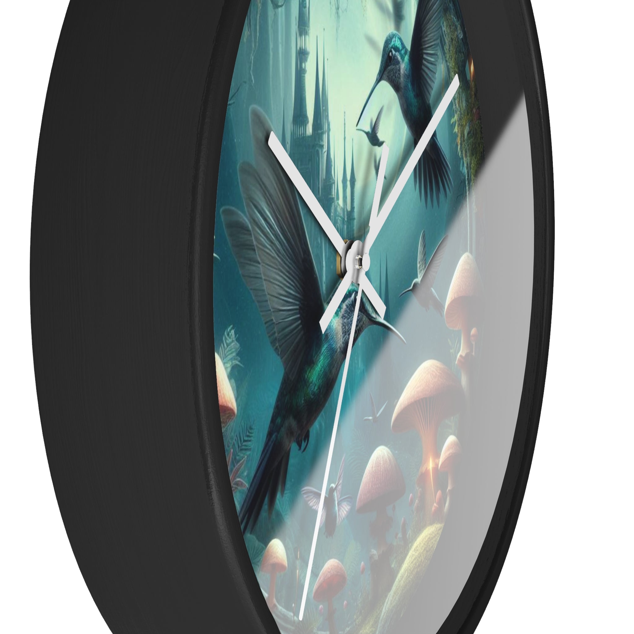 Whimsical Hummingbird Wall Clock - Enchanted Forest Decor, Home Office, Gift for Nature Lovers, Vintage Art, Unique Timepiece