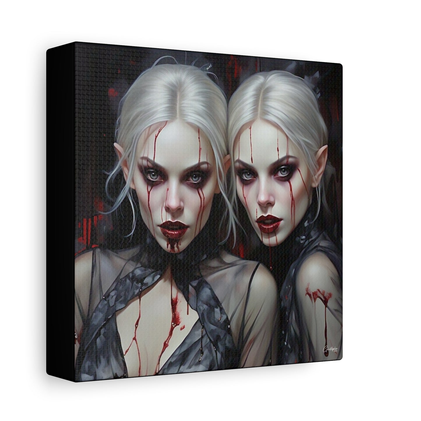 Gothic Canvas Art Print, Dark Fantasy Wall Decor, Horror Art, Halloween Home Decor, Vampire Artwork, Unique Gift for Spooky Season