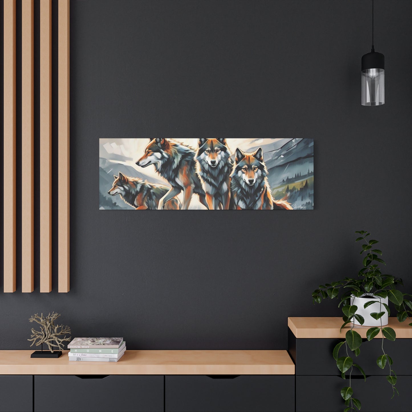 Wolf Family Matte Canvas Art, Home Decor, Animal Lovers Gift, Nature Wall Art, Wildlife Art Print, Outdoor Enthusiasts Decor