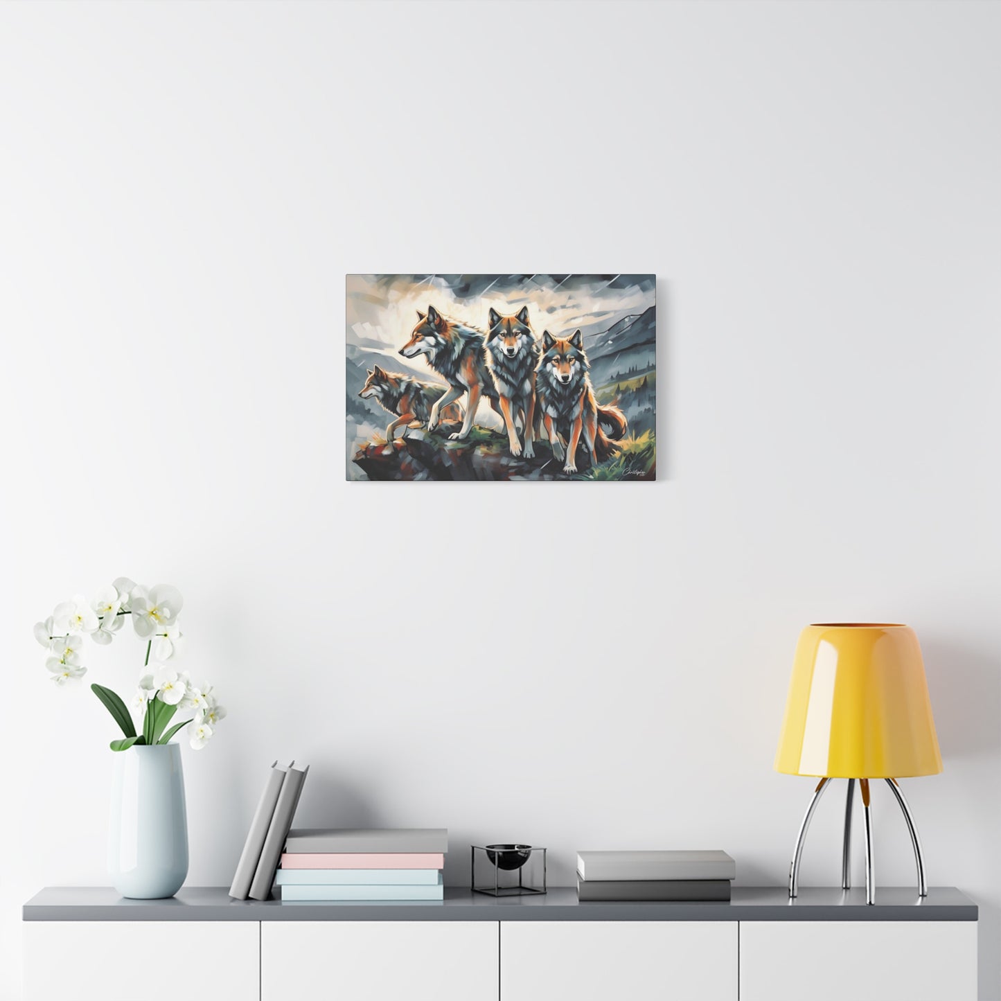 Wolf Family Matte Canvas Art, Home Decor, Animal Lovers Gift, Nature Wall Art, Wildlife Art Print, Outdoor Enthusiasts Decor