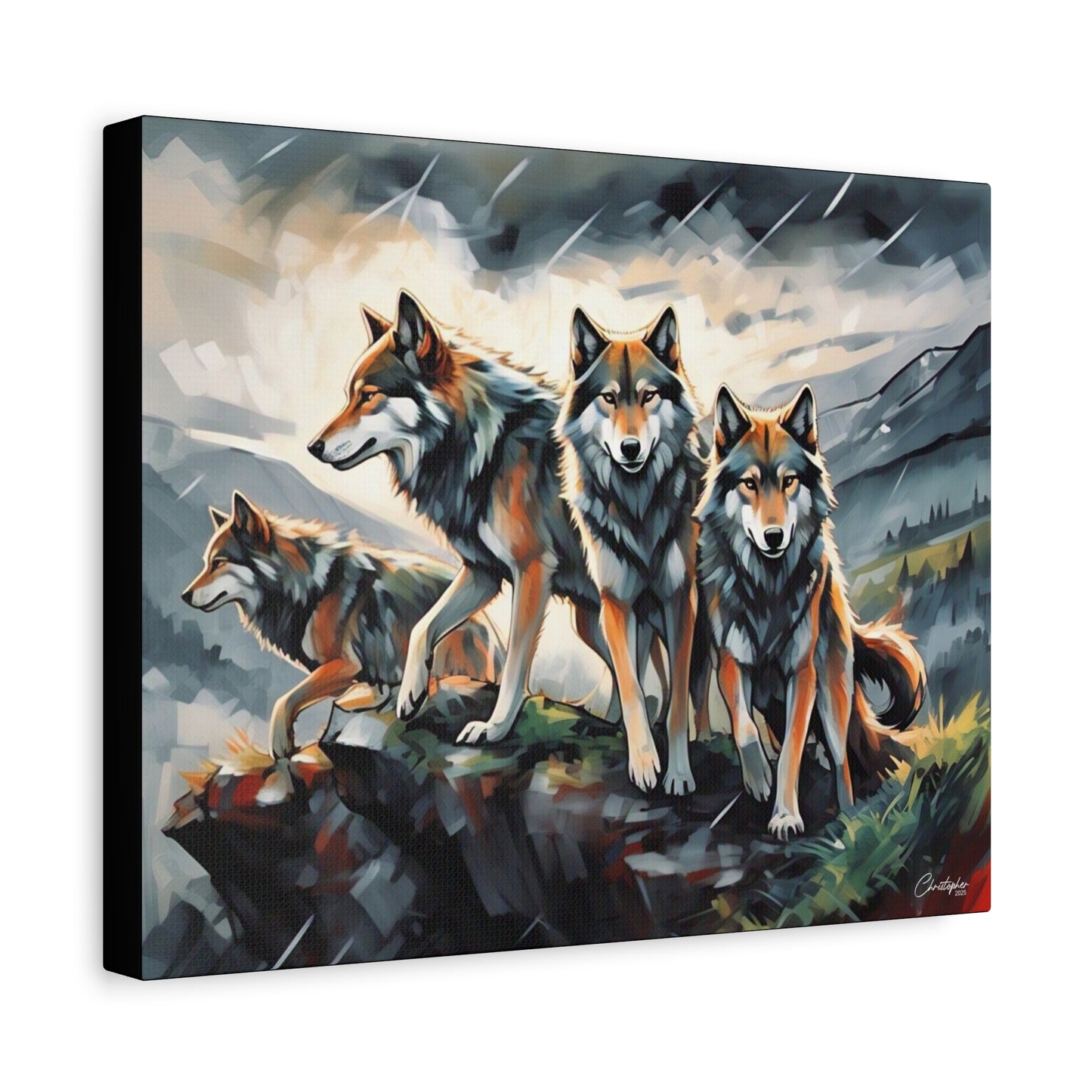 Wolf Family Matte Canvas Art, Home Decor, Animal Lovers Gift, Nature Wall Art, Wildlife Art Print, Outdoor Enthusiasts Decor