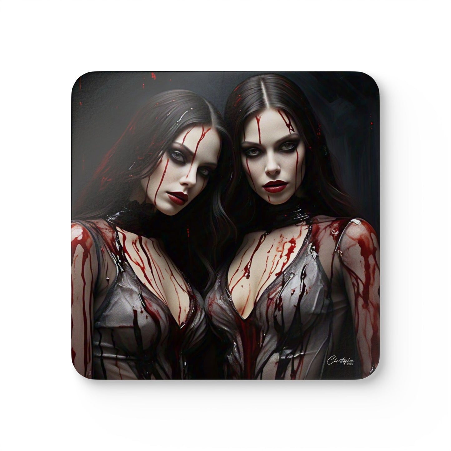Gothic Horror Coaster Set, Spooky Drink Coasters, Unique Halloween Home Decor, Vampire Artwork Coasters, Gothic Gift Set