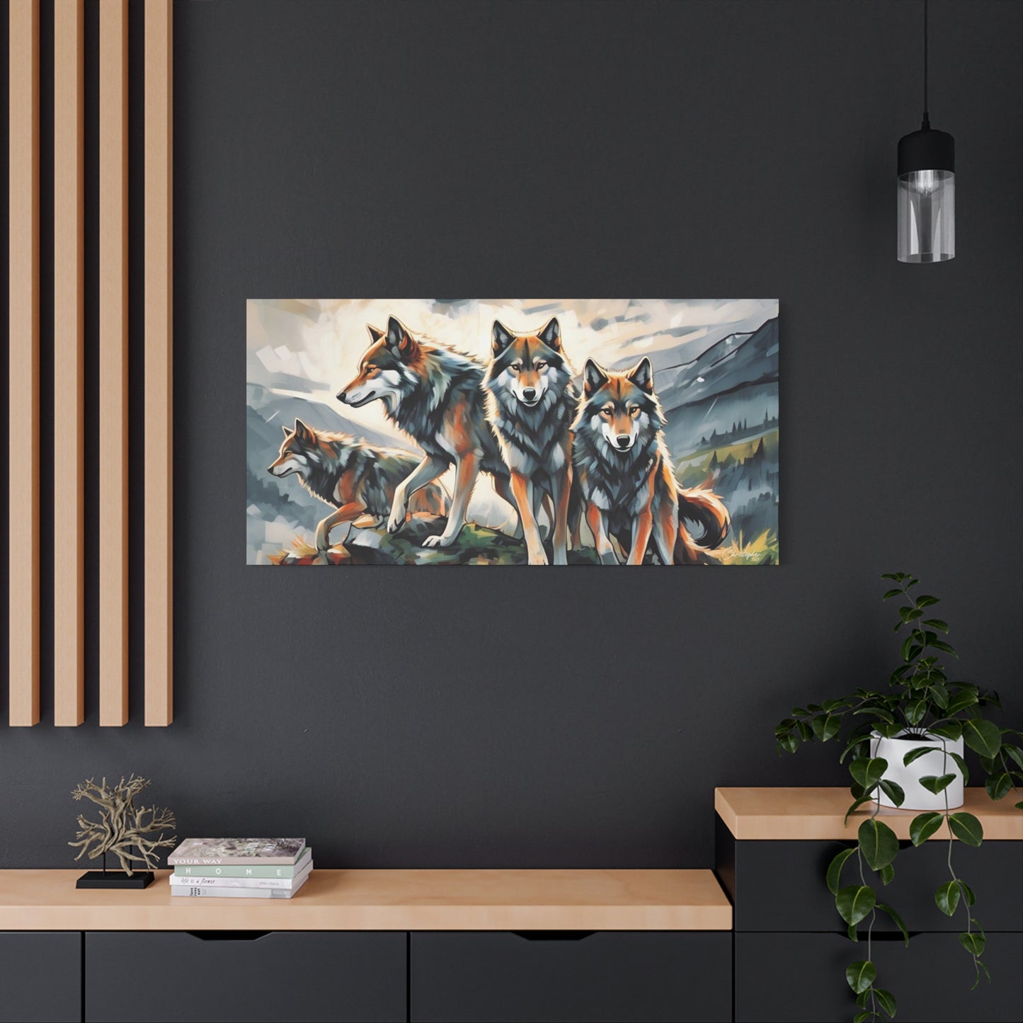 Wolf Family Matte Canvas Art, Home Decor, Animal Lovers Gift, Nature Wall Art, Wildlife Art Print, Outdoor Enthusiasts Decor