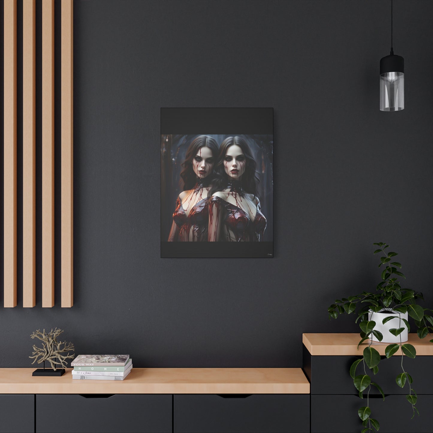 Gothic Vampire Canvas Art, Wall Decor, Horror Artwork, Halloween Home Decor, Spooky Room Accent, Unique Gift Idea
