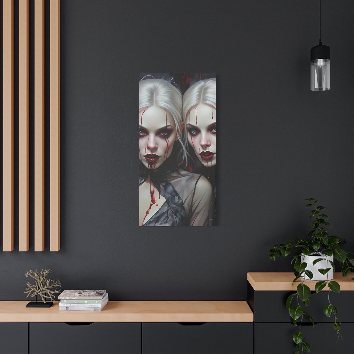 Gothic Canvas Art Print, Dark Fantasy Wall Decor, Horror Art, Halloween Home Decor, Vampire Artwork, Unique Gift for Spooky Season