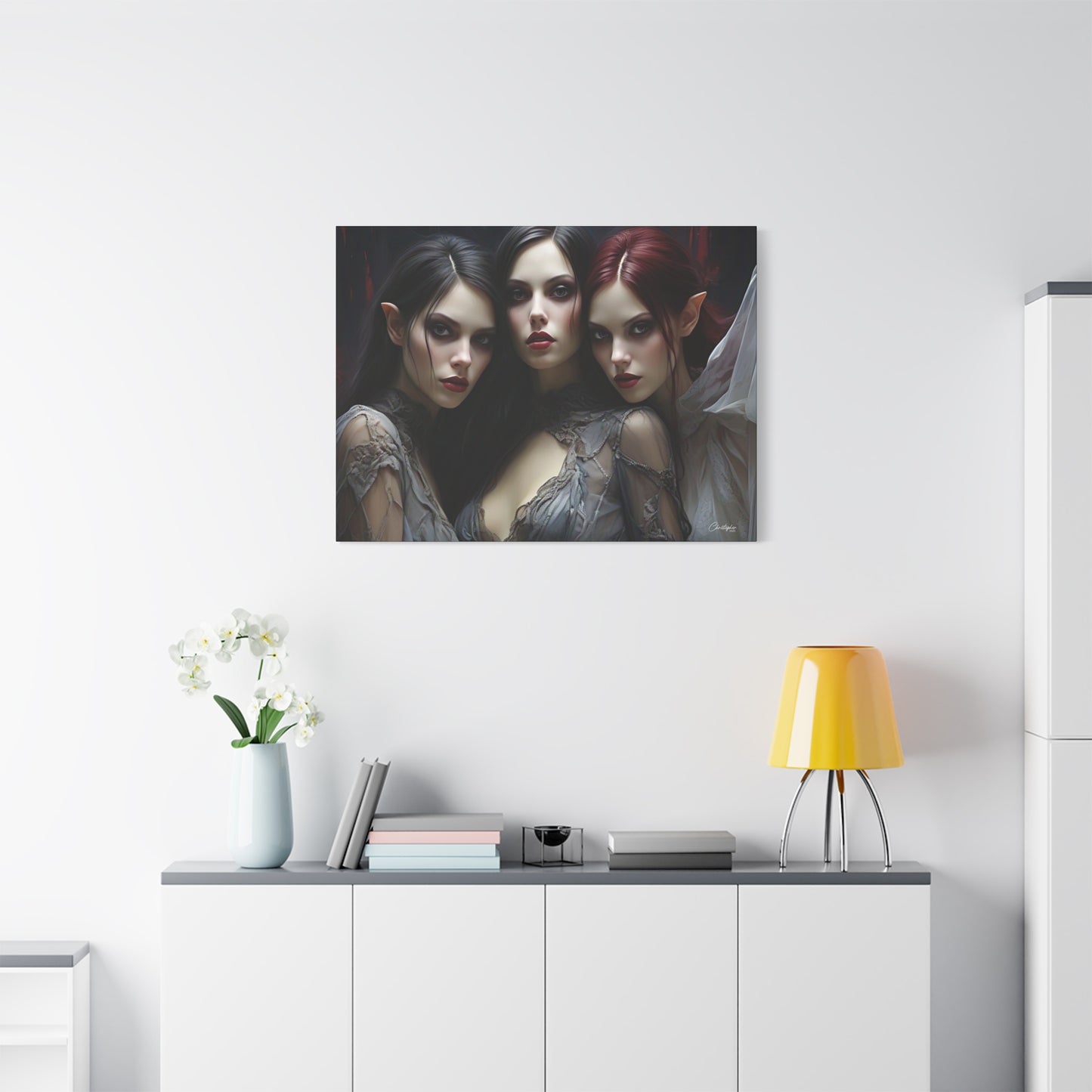 Gothic Wall Art Canvas, Fantasy Home Decor, Unique Gift for Halloween, Witchy Vibe Art, Dark Aesthetic Room Decor