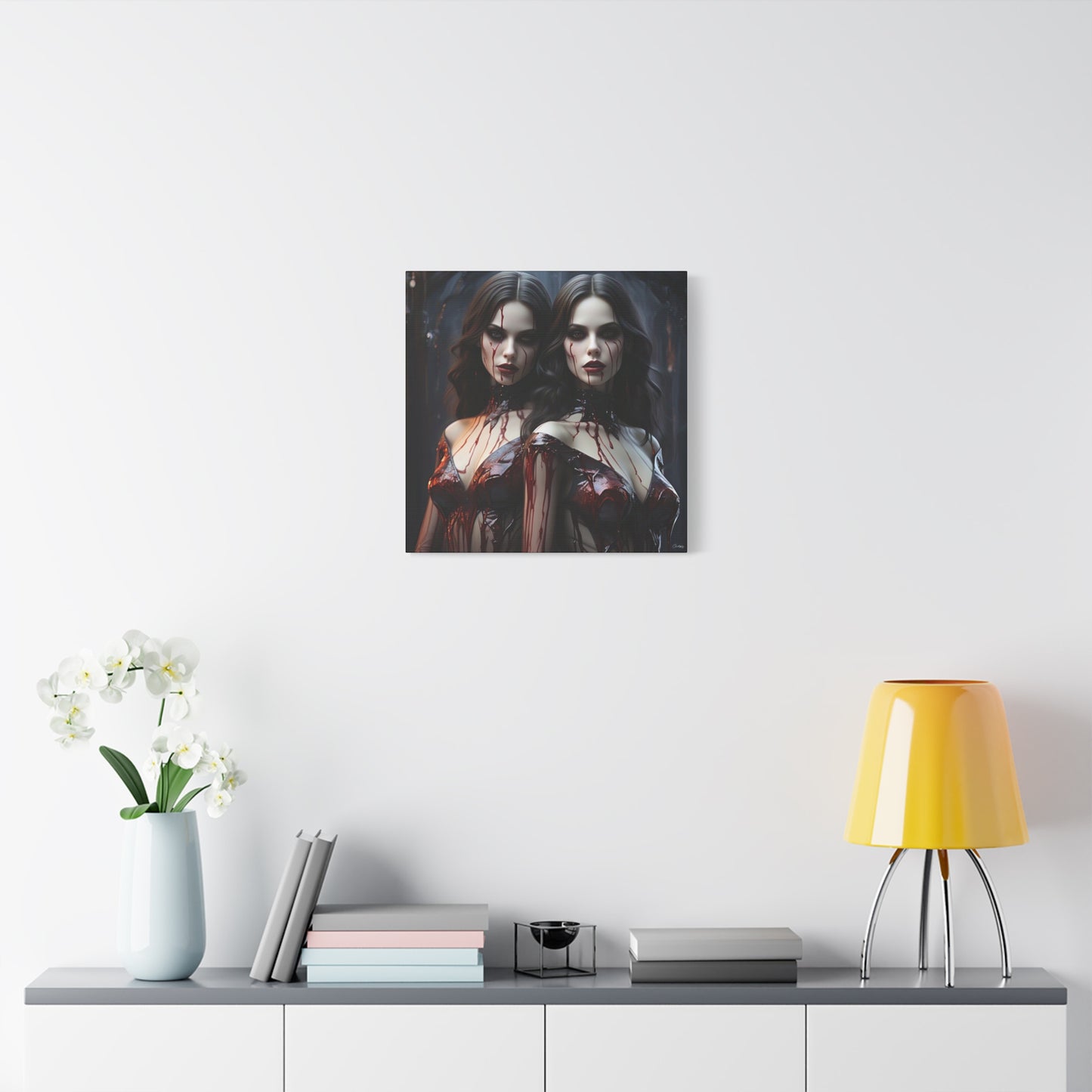 Gothic Vampire Canvas Art, Wall Decor, Horror Artwork, Halloween Home Decor, Spooky Room Accent, Unique Gift Idea