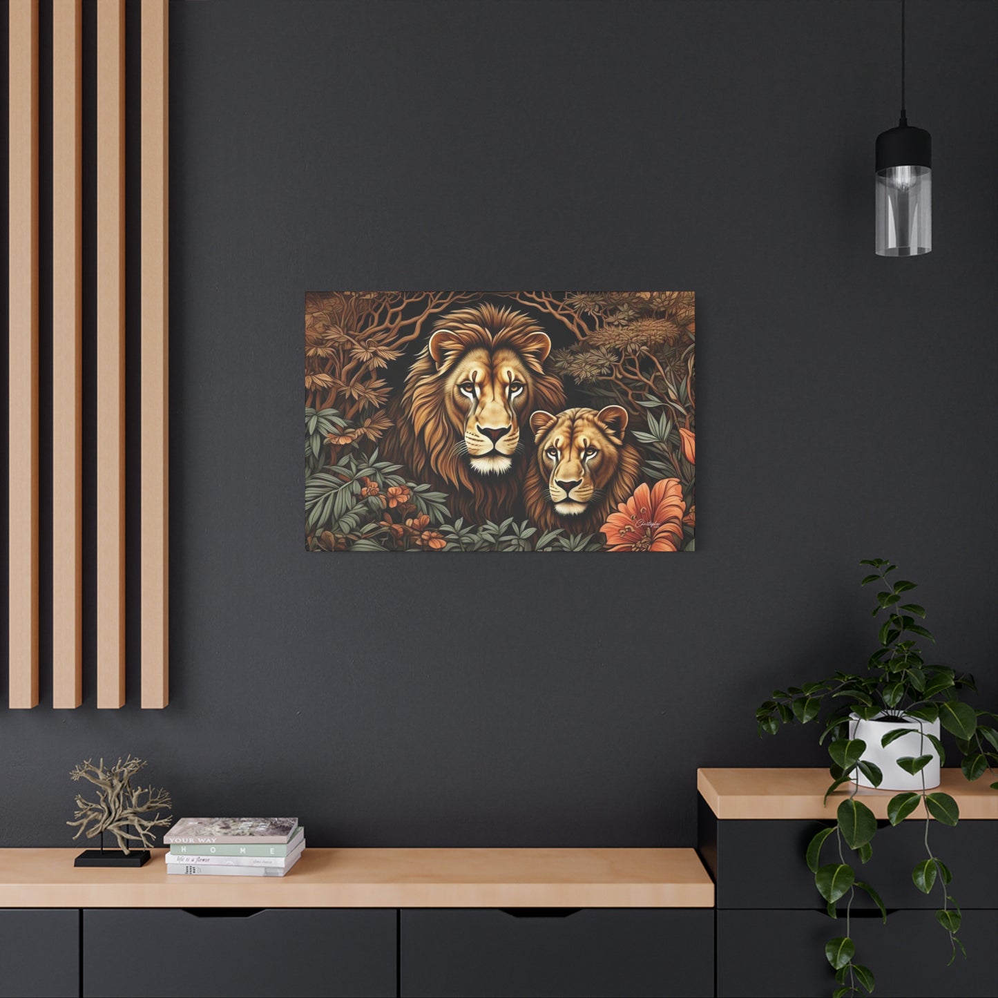 Majestic Lion Family Canvas Wall Art, Animal Lovers Decor, Wildlife Home Accent, Gift for Nature Enthusiasts, Meaningful Family Art